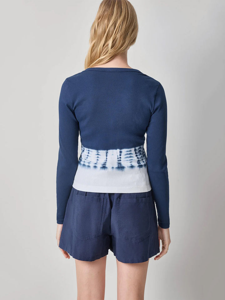 Bamboo Dye V-Neck Cardigan in Navy Dye