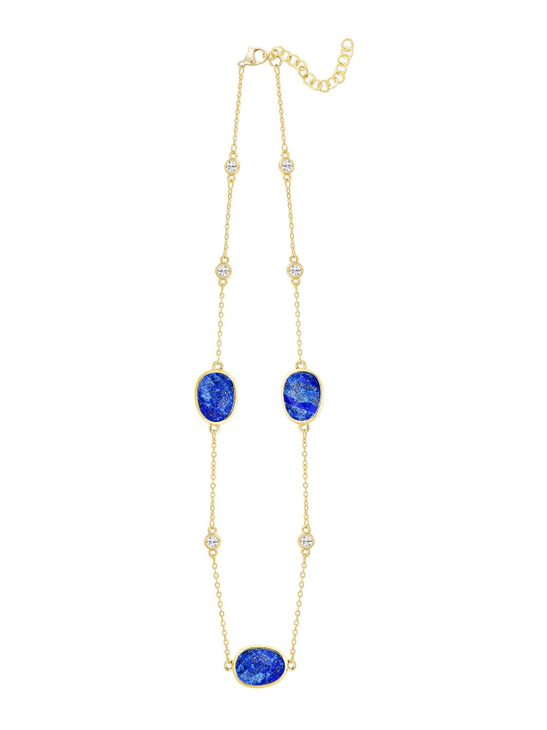 Lapis w/Gold Semi Precious Chain Necklace