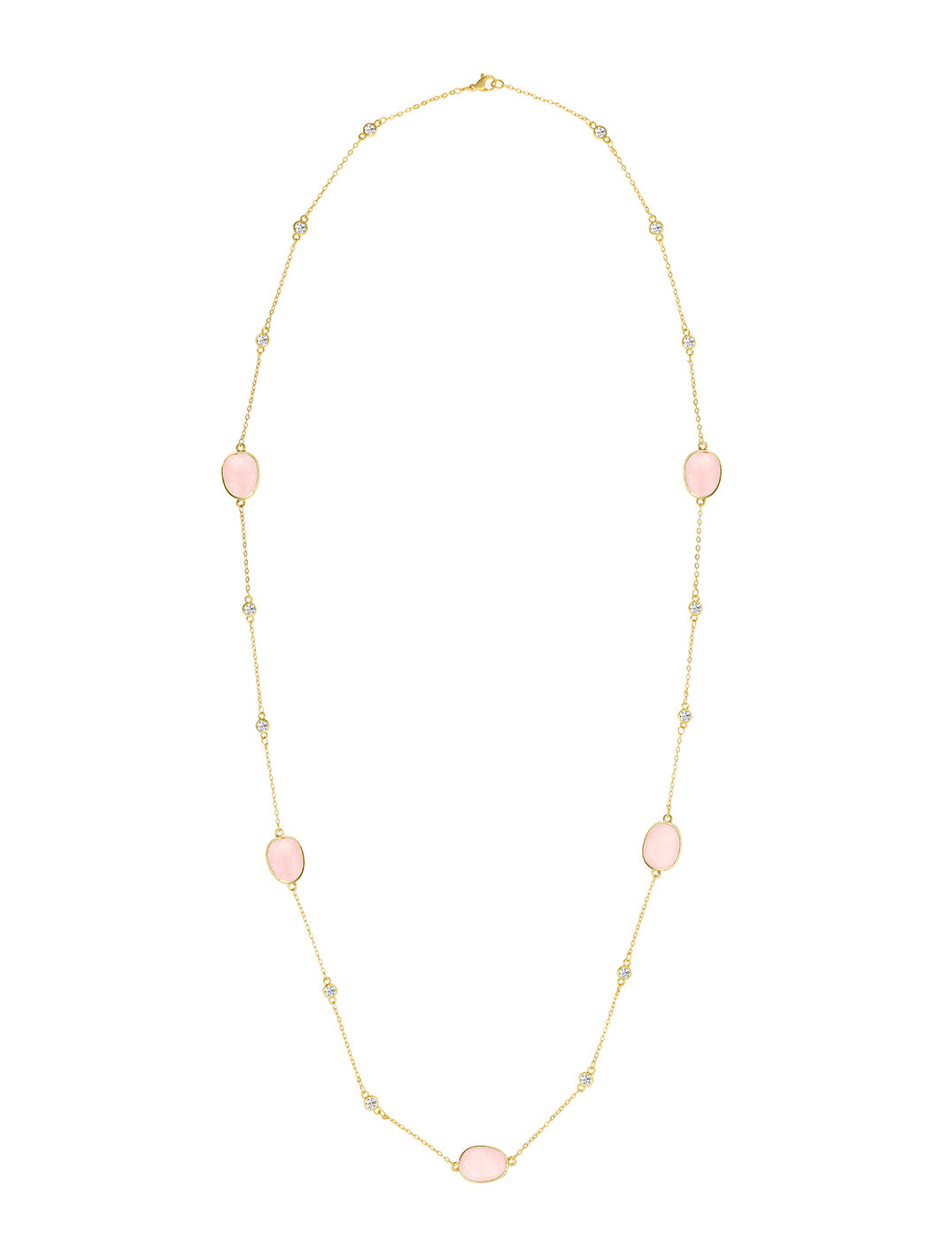 Rose Quartz w/Gold Semi Precious Chain Necklace