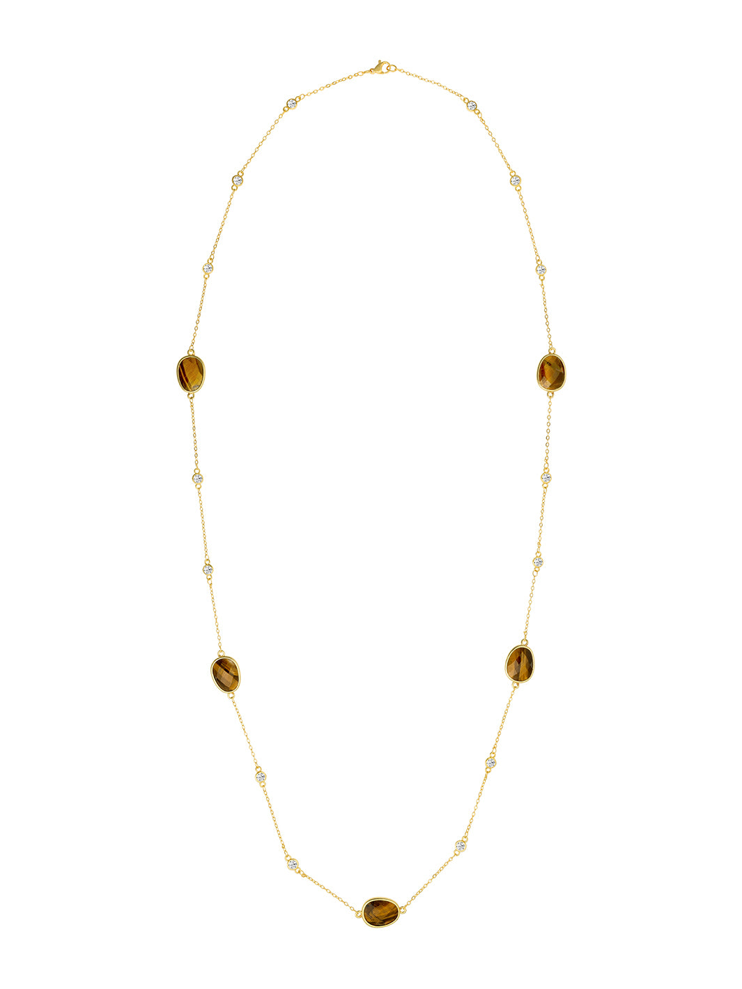 Tigers Eye w/Gold Semi Precious Chain Necklace