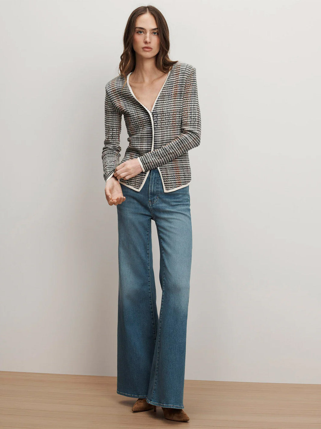 Nadialine Knit Jacket in Dark Hunter Green Multi