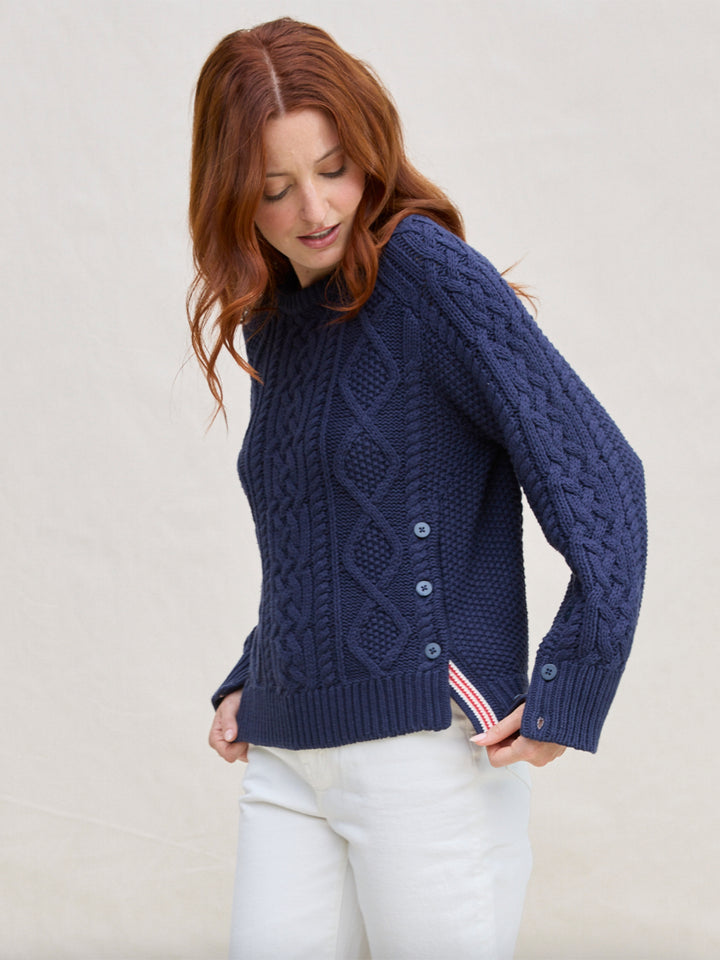 Nautical Cable Pullover in Navy
