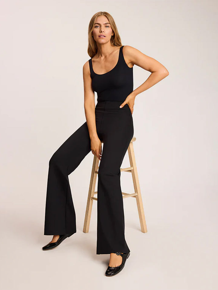 Neoprene Wide Leg Pant in Black