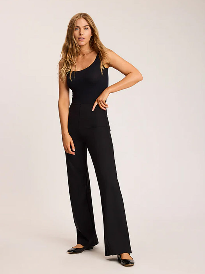 Neoprene Wide Leg Pant in Black