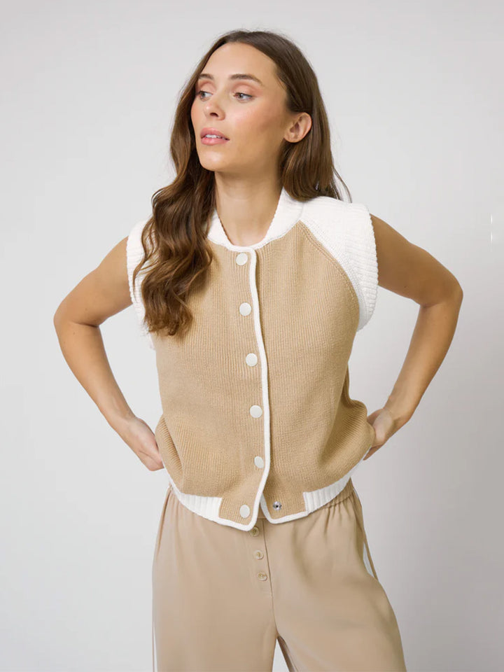 Nevada Sleeveless Bomber in Sand