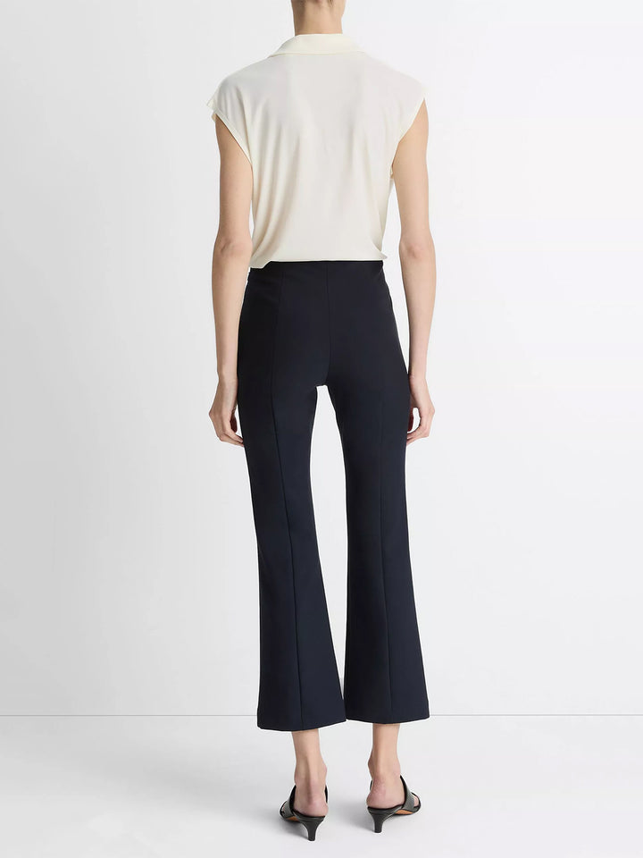 Niki Mid-Rise Pintuck Crop Flare Pant in Coastal Blue