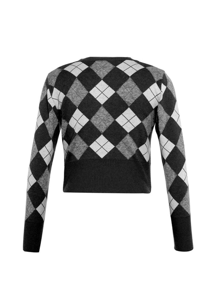 Nomia Plaid Pearly Cardigan in Gray/Silver