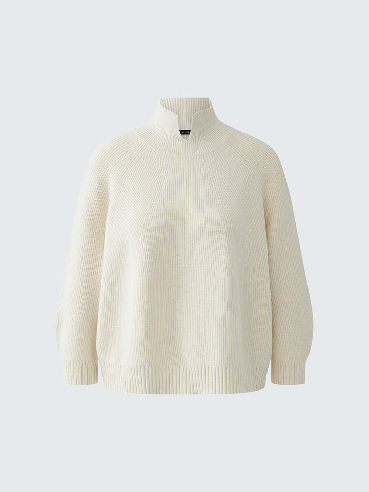 Pullover Notch Neck Sweater in Off White