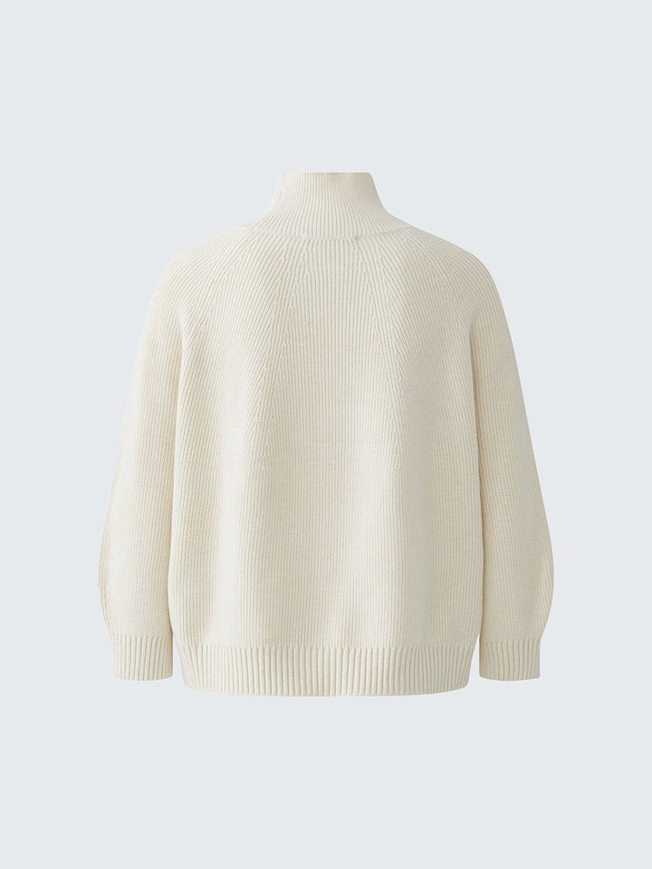 Pullover Notch Neck Sweater in Off White