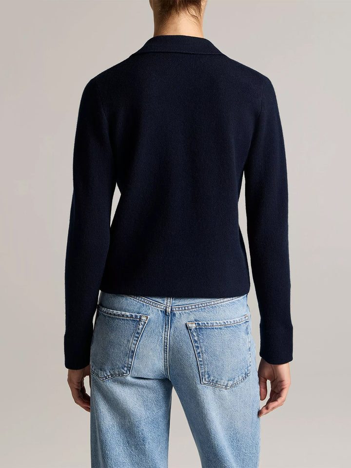 Notch-Collar Double-Face Wool-Blend Cardigan in Coastal Blue