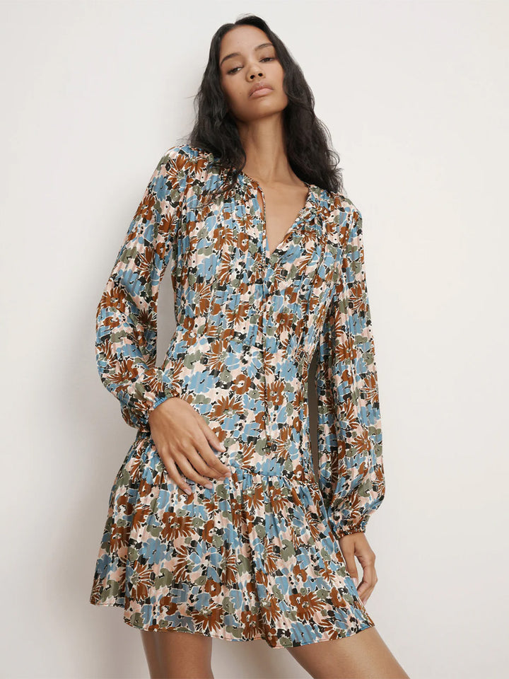 Nyjah Silk Floral Minidress in Lake Mist Multi