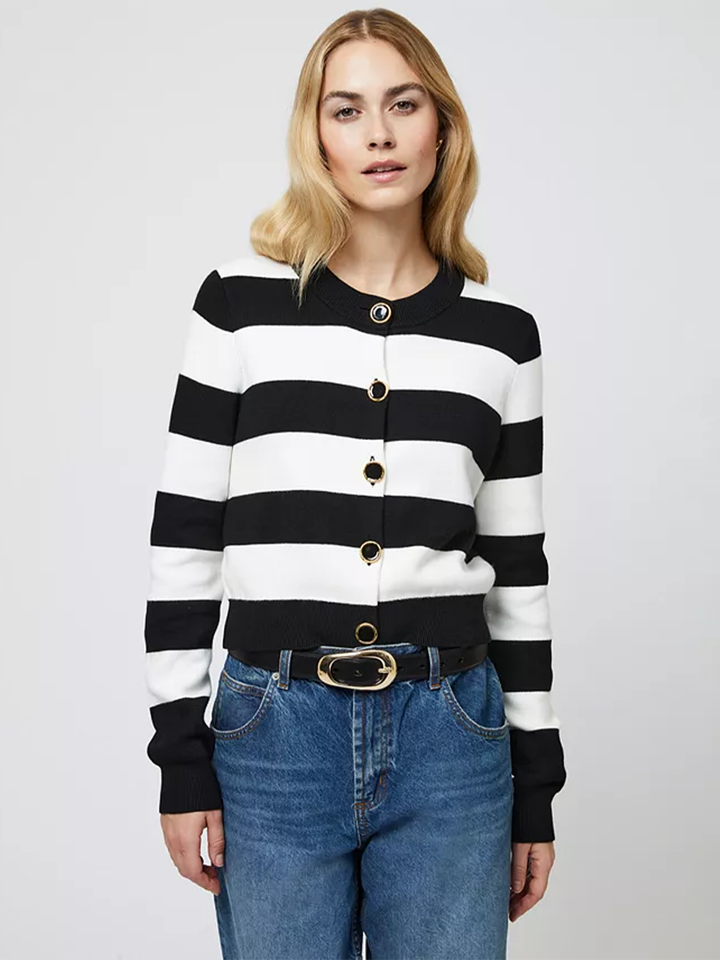 Nyrobi Stripe Cardigan in Black/Cream