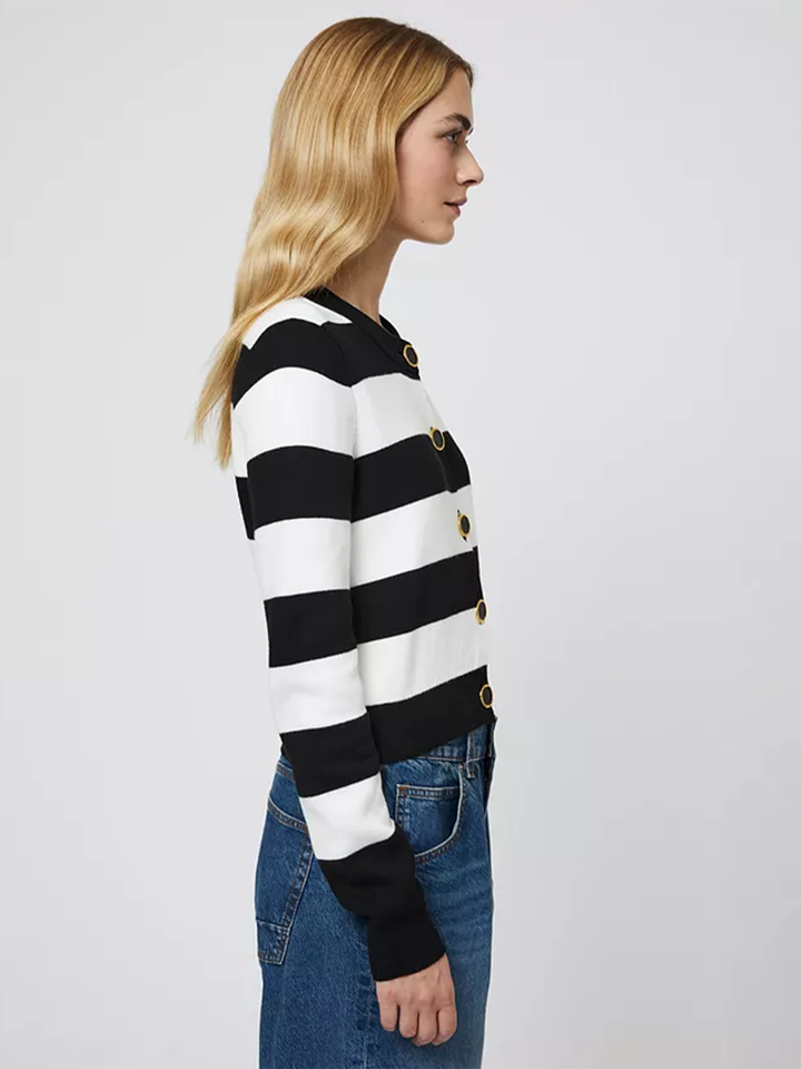 Nyrobi Stripe Cardigan in Black/Cream