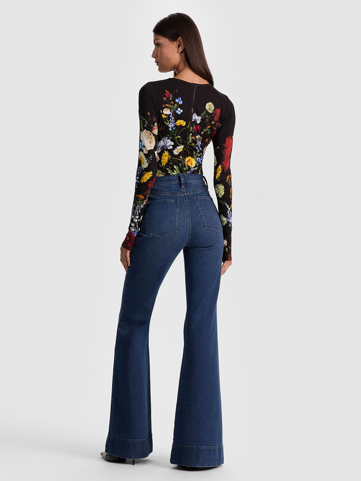 Olea Long Sleeve Bodysuit in Social Hour Black