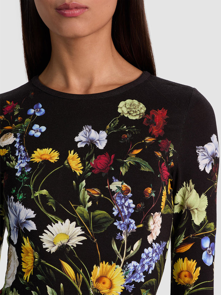 Olea Long Sleeve Bodysuit in Social Hour Black