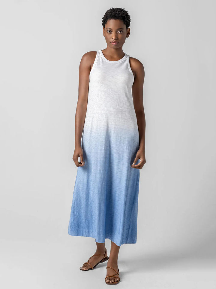 Jewel Neck Ombre Dress in Harbor Ombre