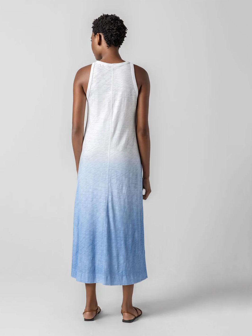 Jewel Neck Ombre Dress in Harbor Ombre