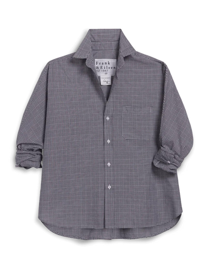 Oona Continuous Sleeve Button-Up Shirt in Black/White Plaid