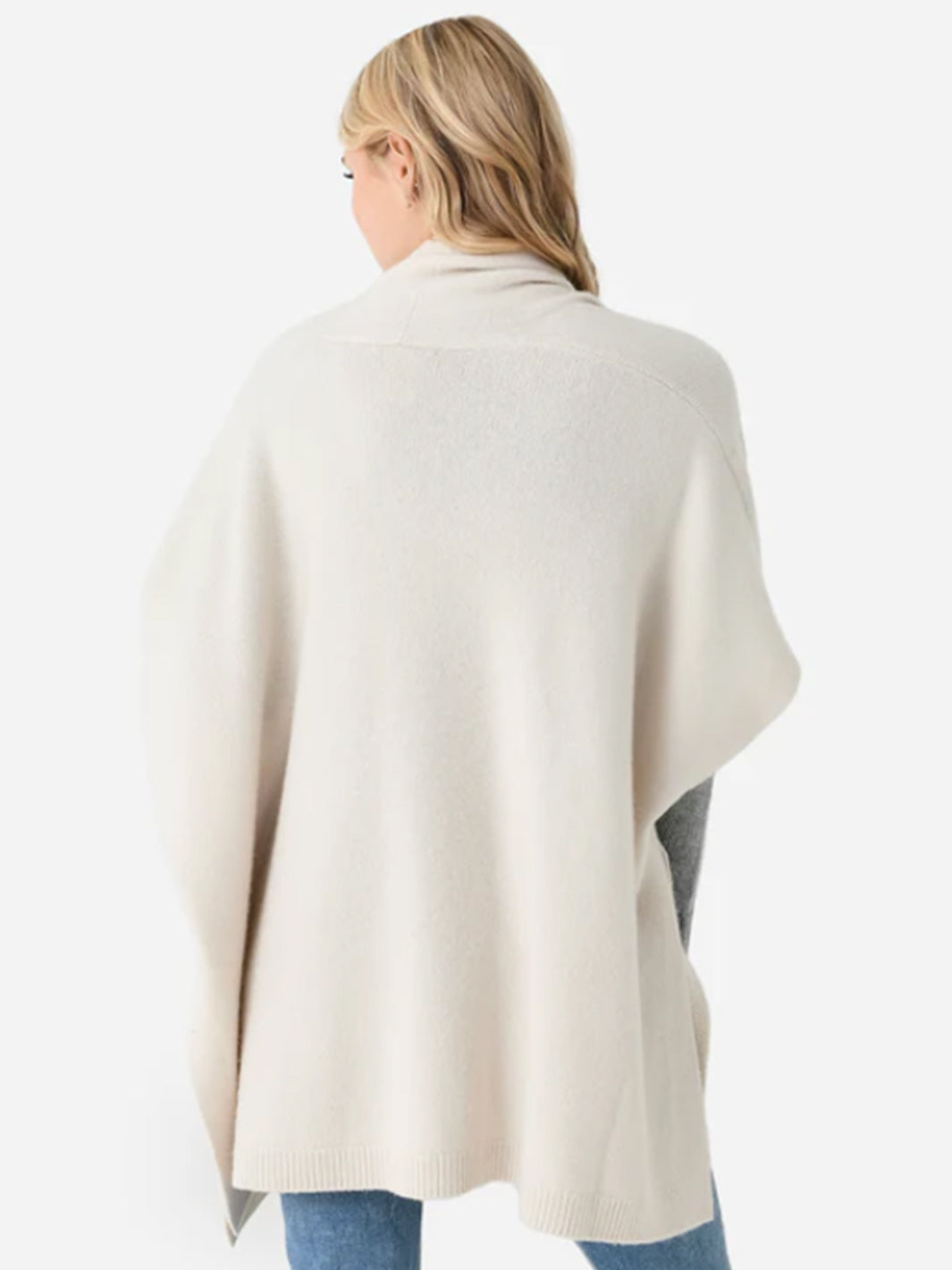 Cashmere Open Poncho in Ivory