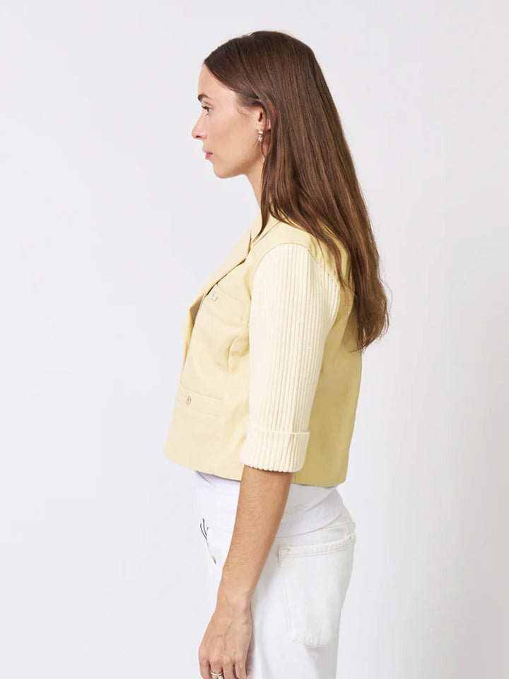 Ophelia Cropped Vegan Sweater Jacket in Yellow