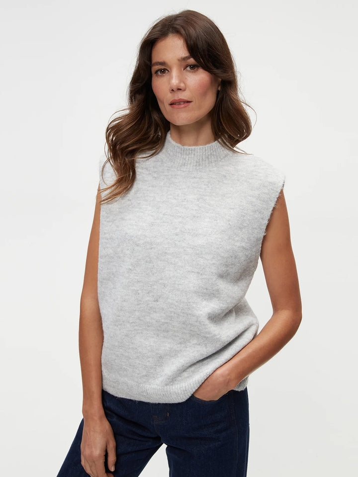 Opie Mock Neck Sweater Vest in Heather Grey