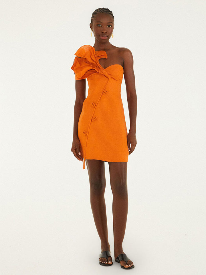 Flower Mini Dress in Orange