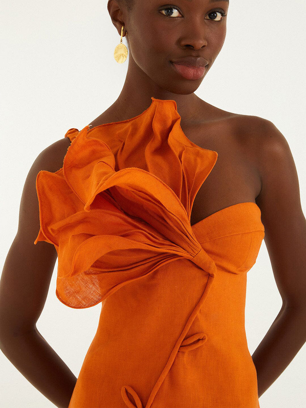 Flower Mini Dress in Orange