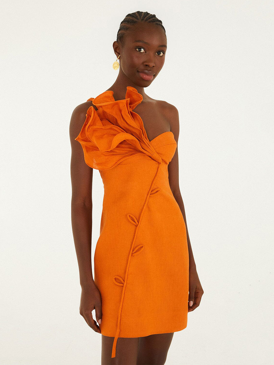 Flower Mini Dress in Orange