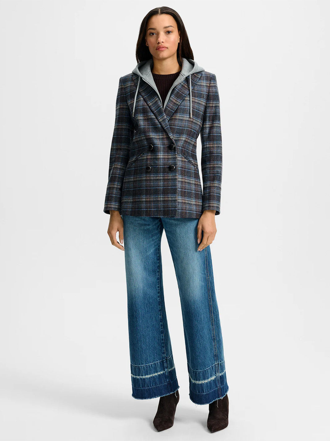 Oria Plaid Dickey Jacket in Blue Multi
