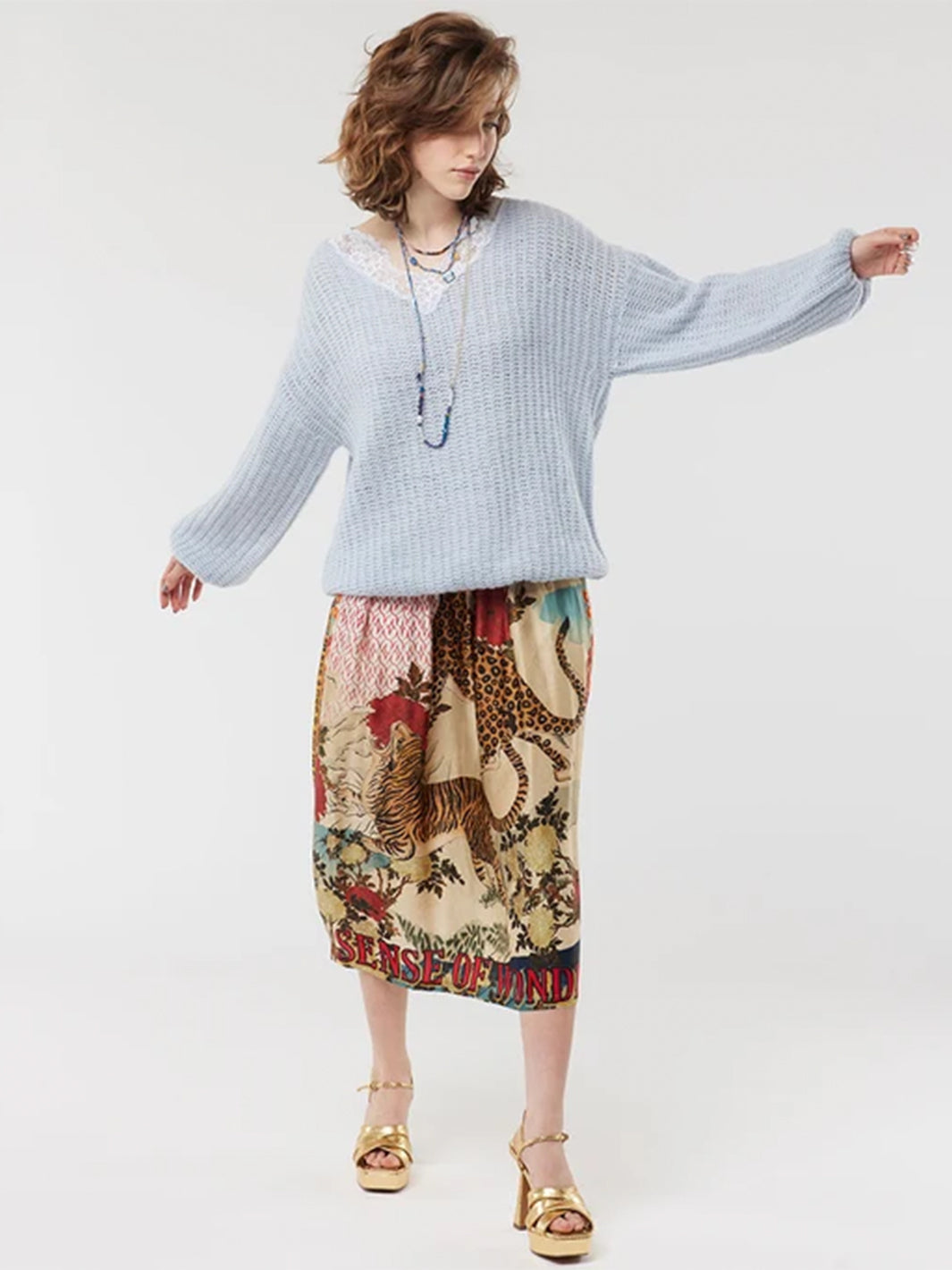 Vanessa Oriental Printed Midi Skirt