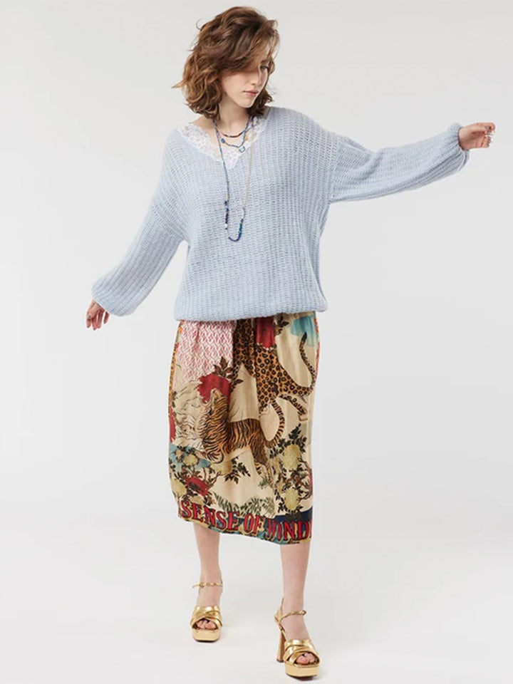 Vanessa Oriental Printed Midi Skirt