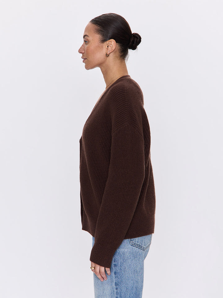 Orla Rib Cardigan in Chocolate