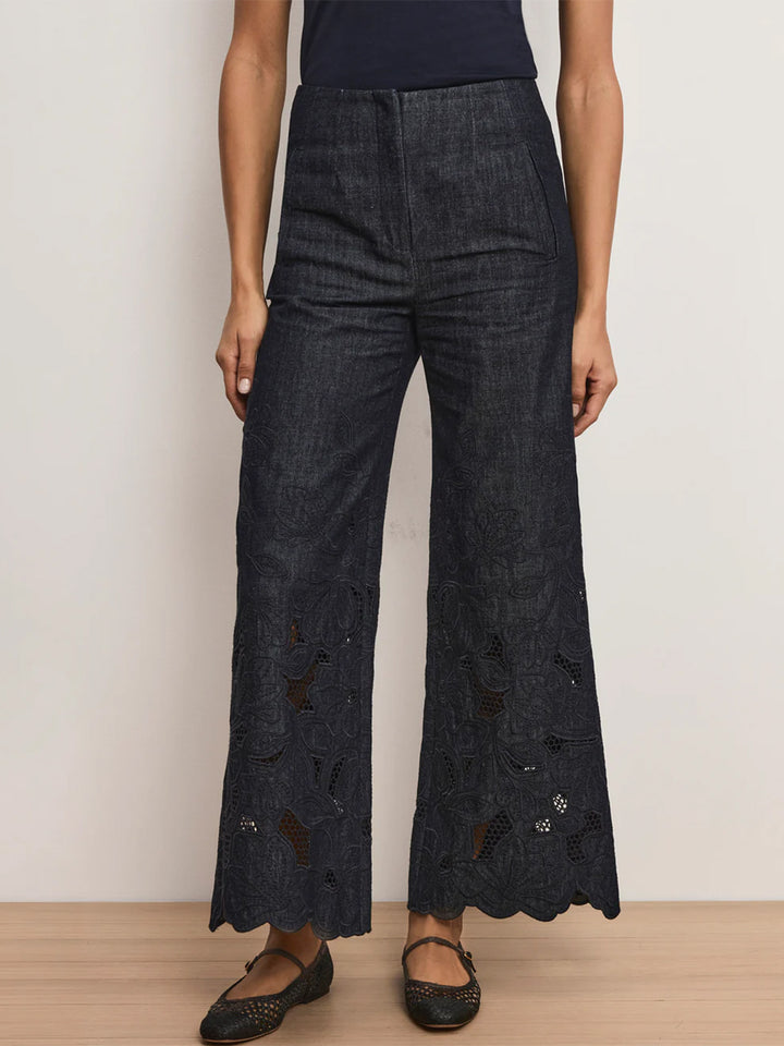 Osborne Wide-Leg Eyelet Pant Indigo Rinse