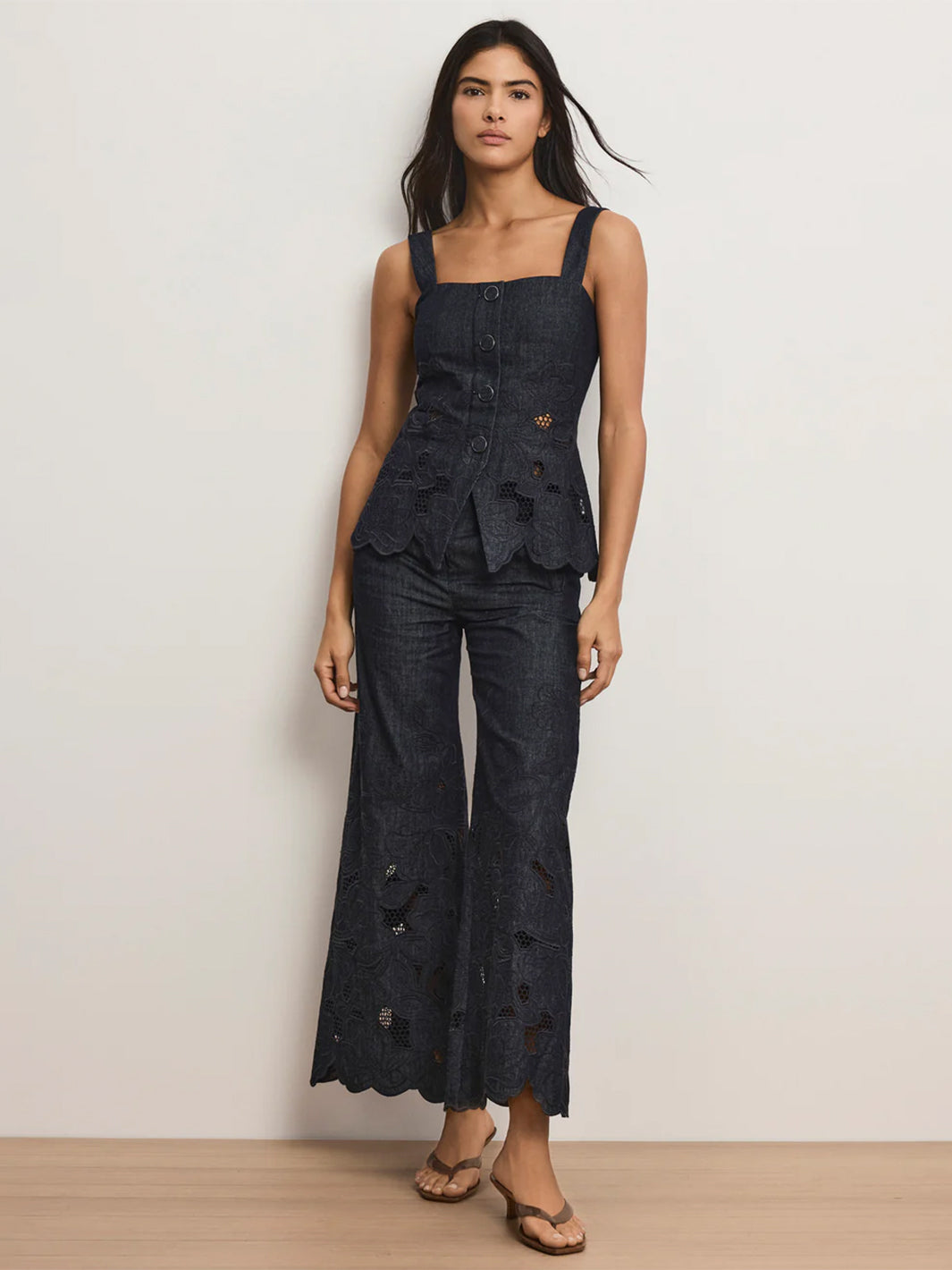 Osborne Wide-Leg Eyelet Pant Indigo Rinse
