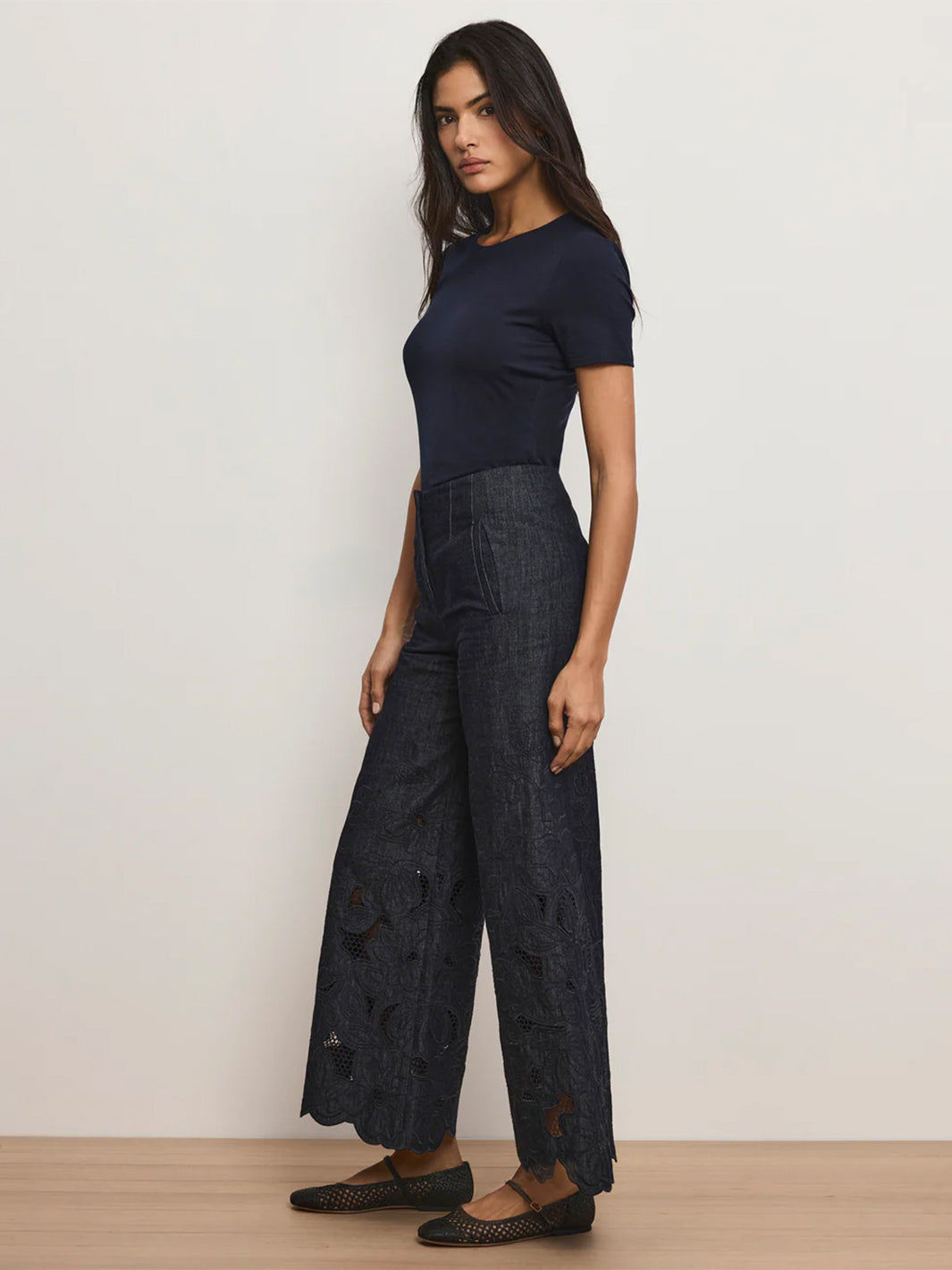 Osborne Wide-Leg Eyelet Pant Indigo Rinse