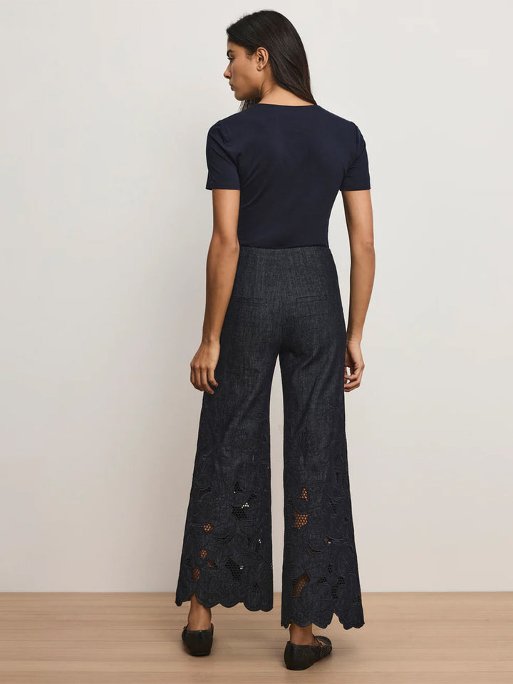 Osborne Wide-Leg Eyelet Pant Indigo Rinse
