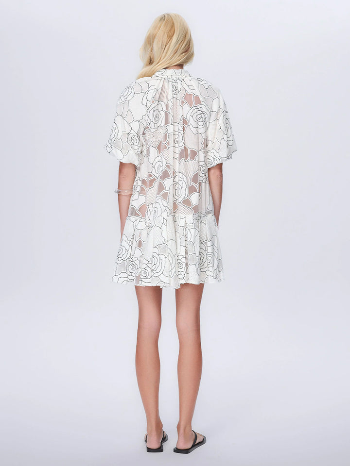 Ourania Puff Sleeve Shirtdress in Ivory