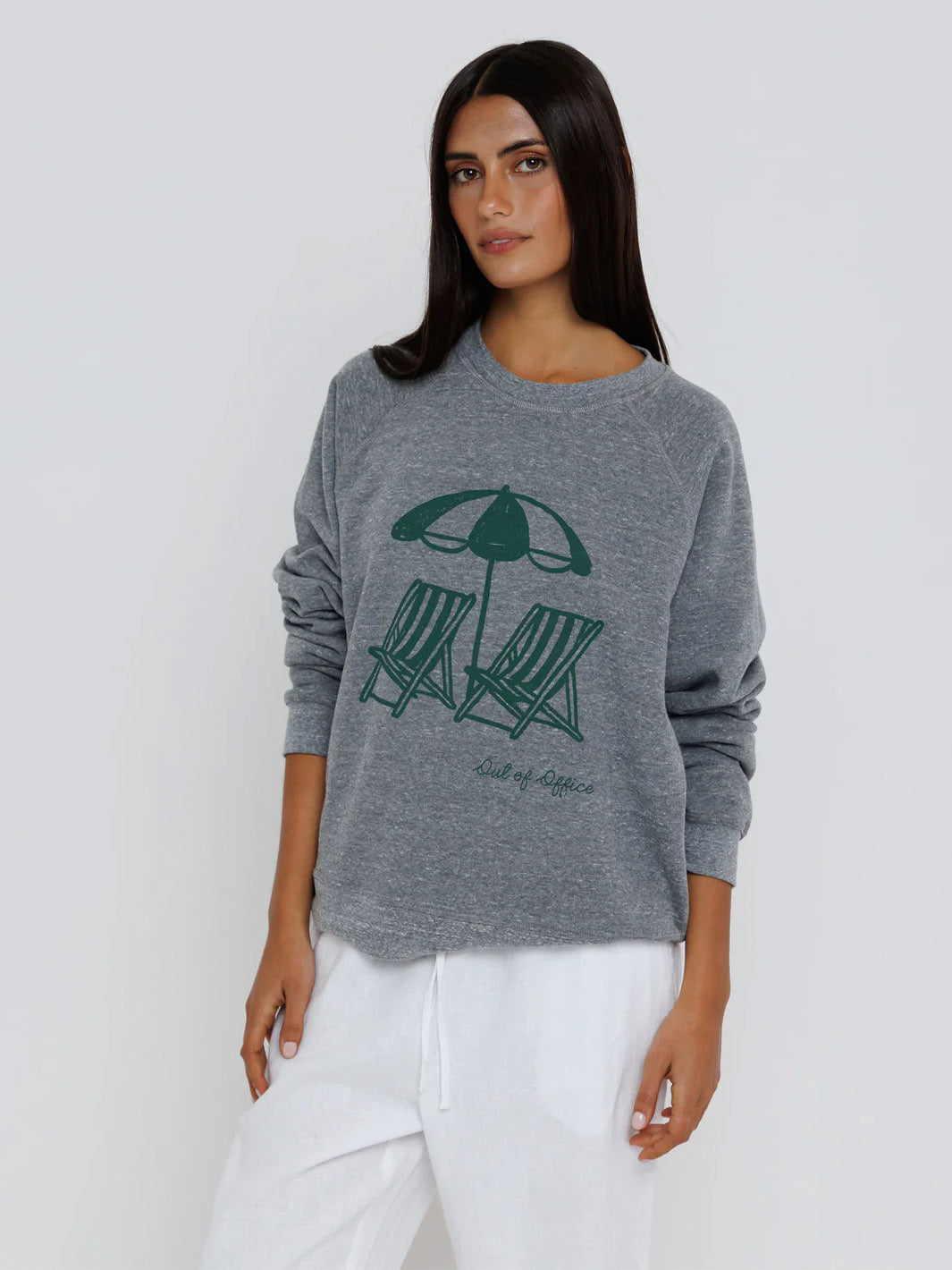 Out of Office - Raglan Sweatshirt in Heather Grey