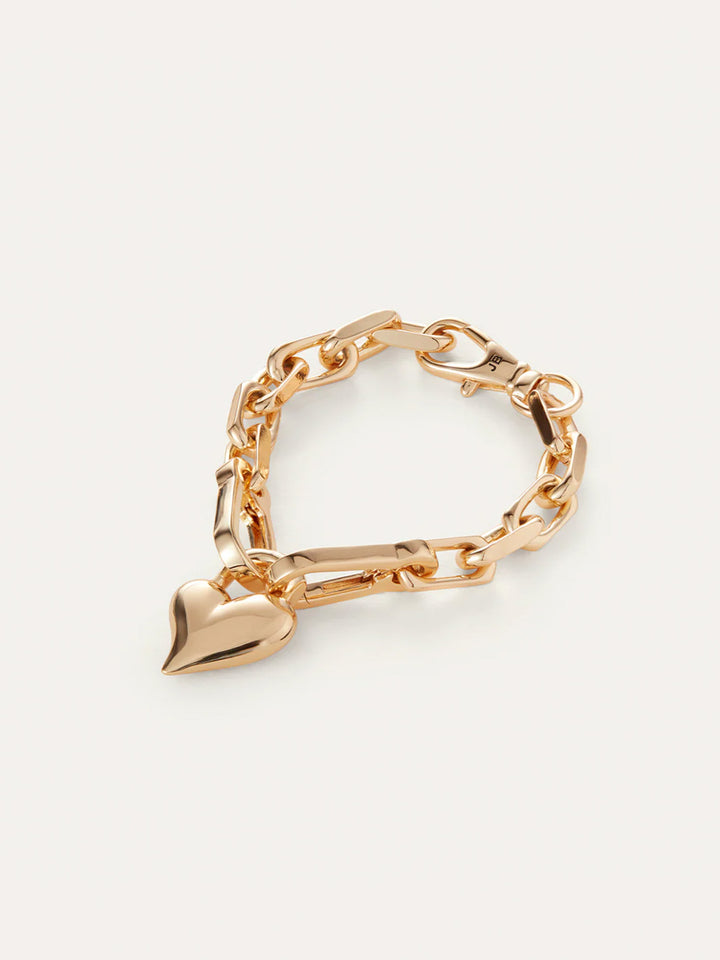 Padlock Heart Charm Bracelet in Gold