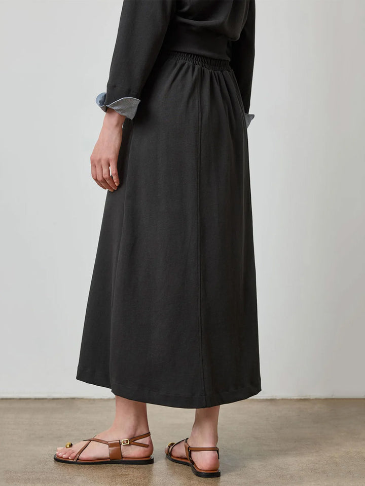 Drawcord Paneled Skirt in Black
