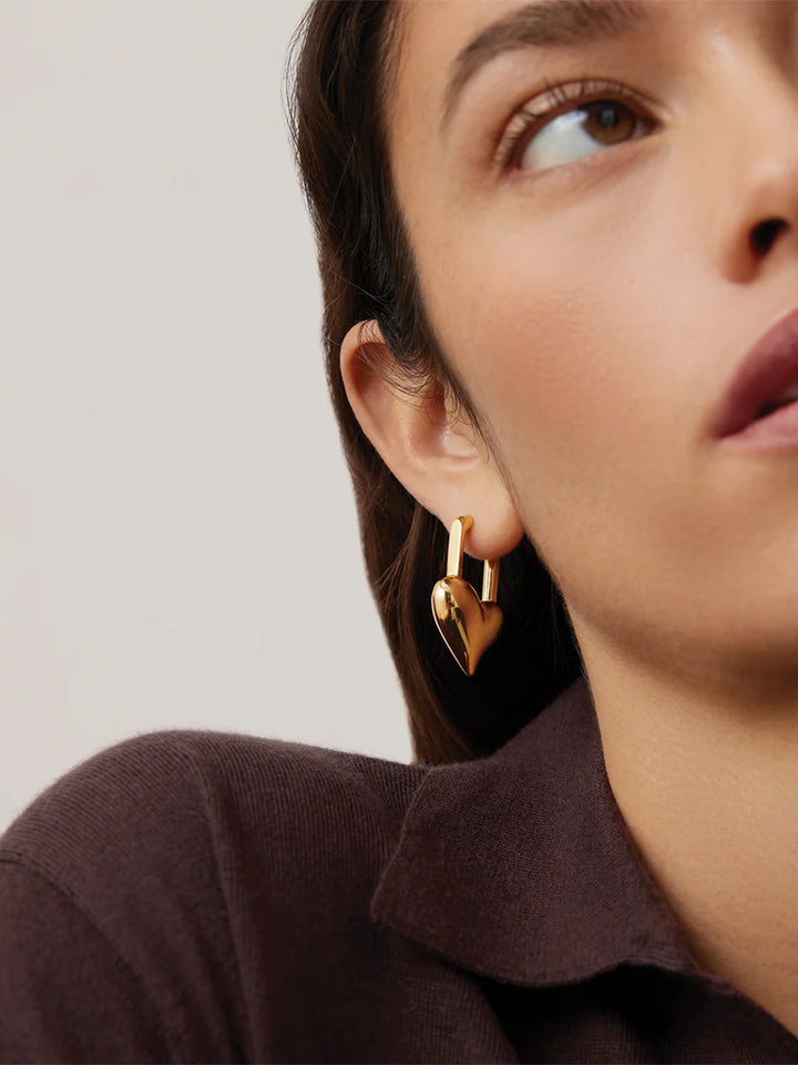 Padlock Heart Earrings in Gold