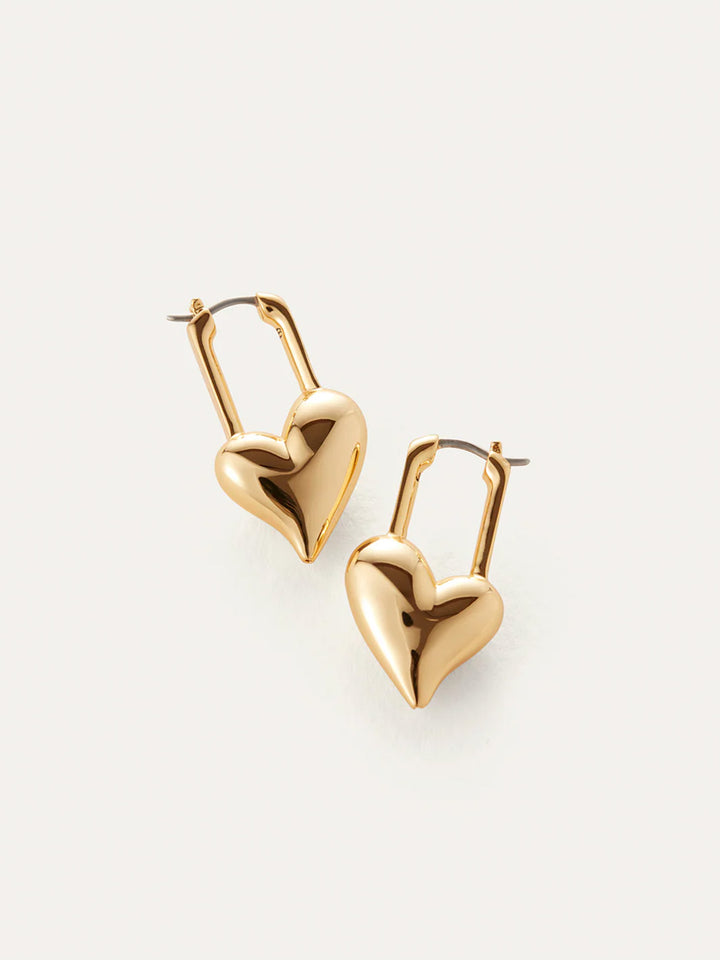 Padlock Heart Earrings in Gold
