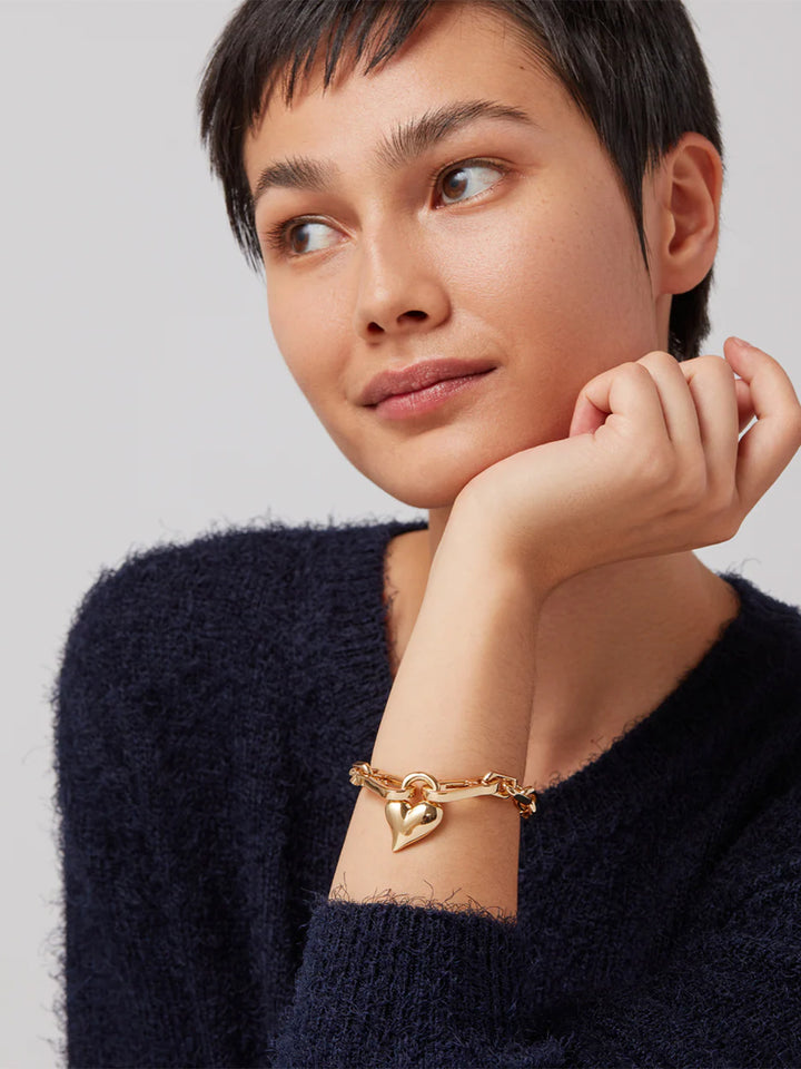 Padlock Heart Chain Bracelet in Gold