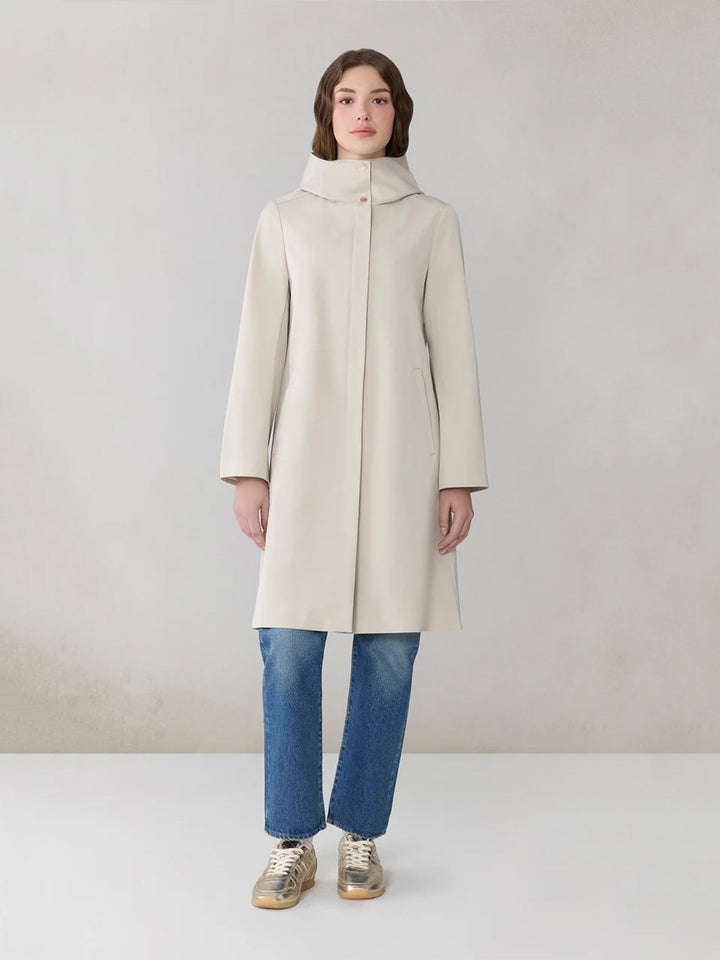 Palma Hooded Car Coat in Waterproof Twill in Light Oak