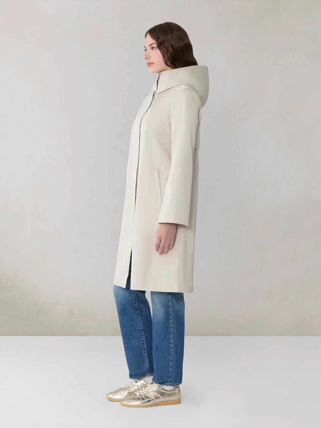 Palma Hooded Car Coat in Waterproof Twill in Light Oak