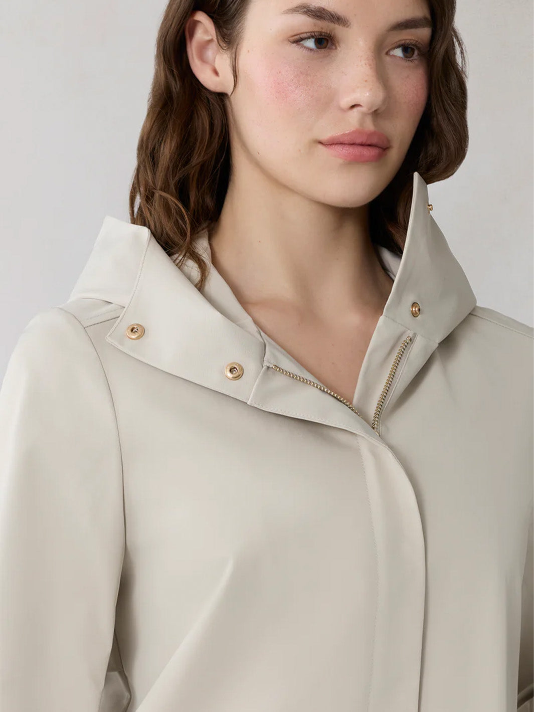 Palma Hooded Car Coat in Waterproof Twill in Light Oak