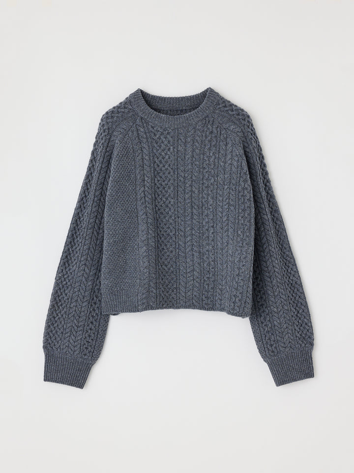 MV Panel Cable Sweater in Grey