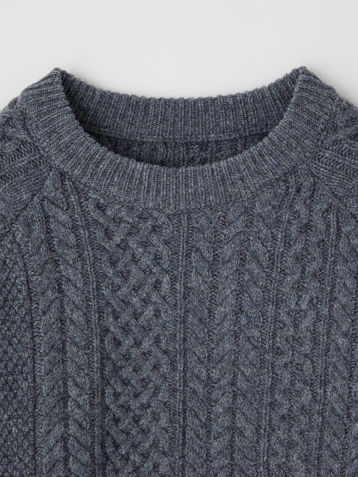 MV Panel Cable Sweater in Grey