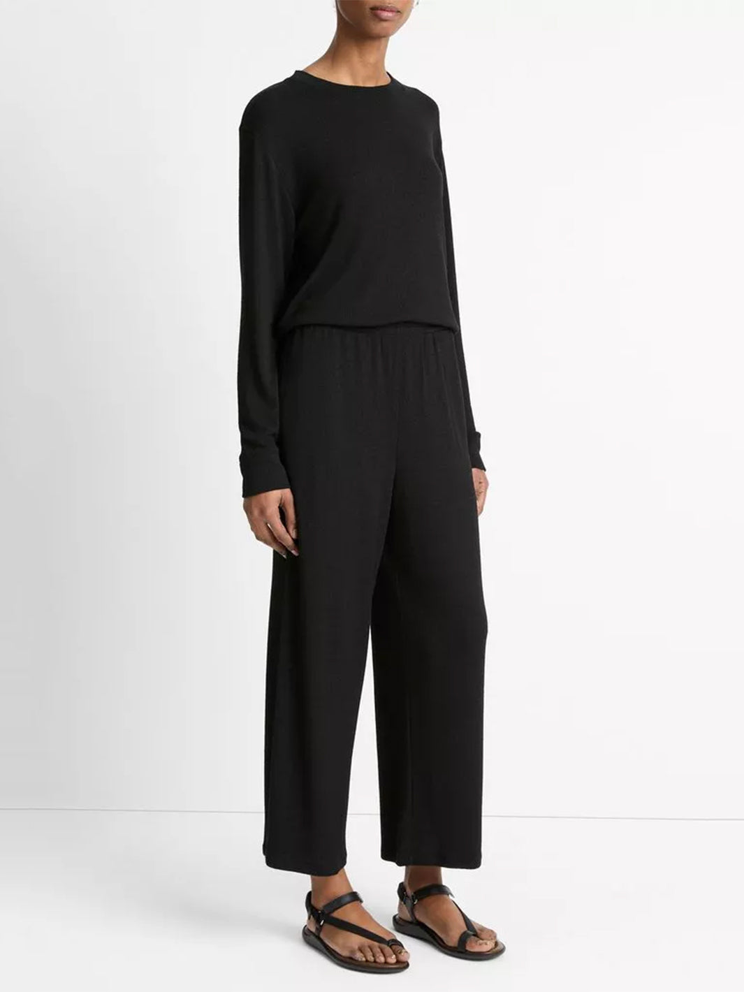 Textured Knit Lounge Pant in Black