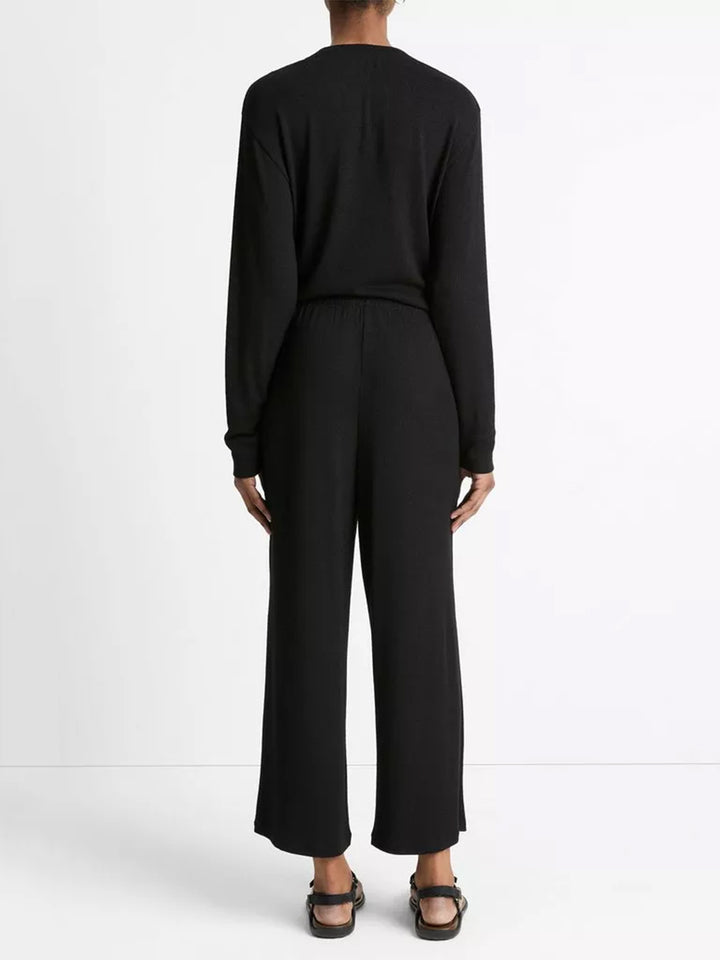 Textured Knit Lounge Pant in Black